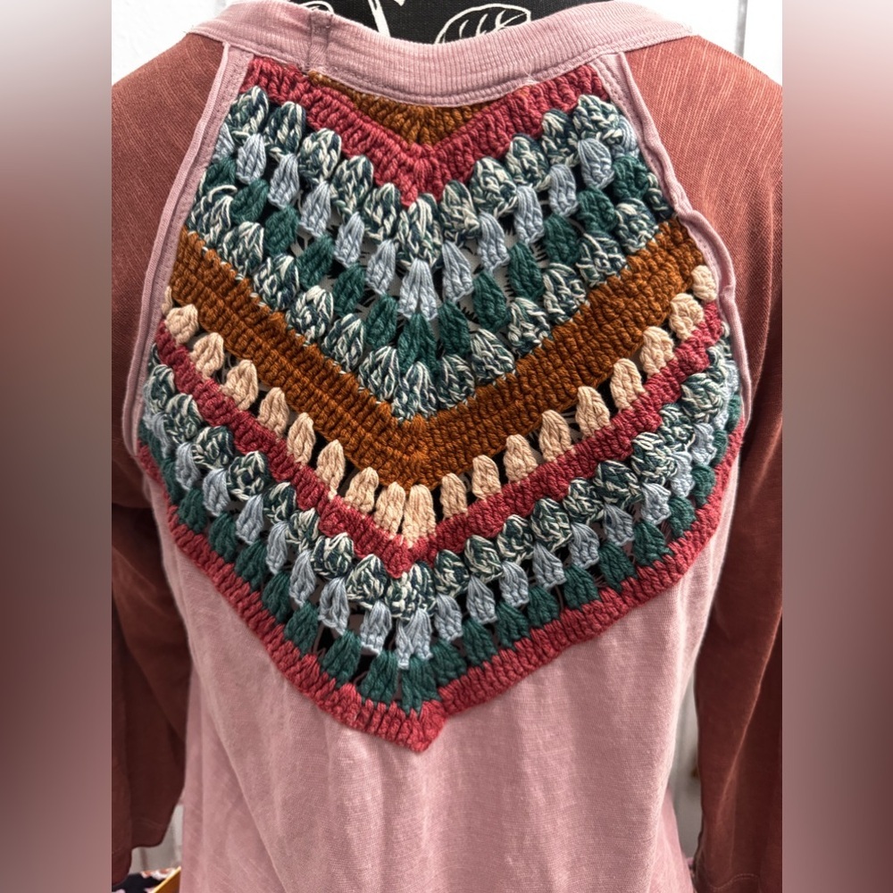 Free People We The Free Dusty Rose Embellished Boho Blouse Size S - Picture 9 of 15